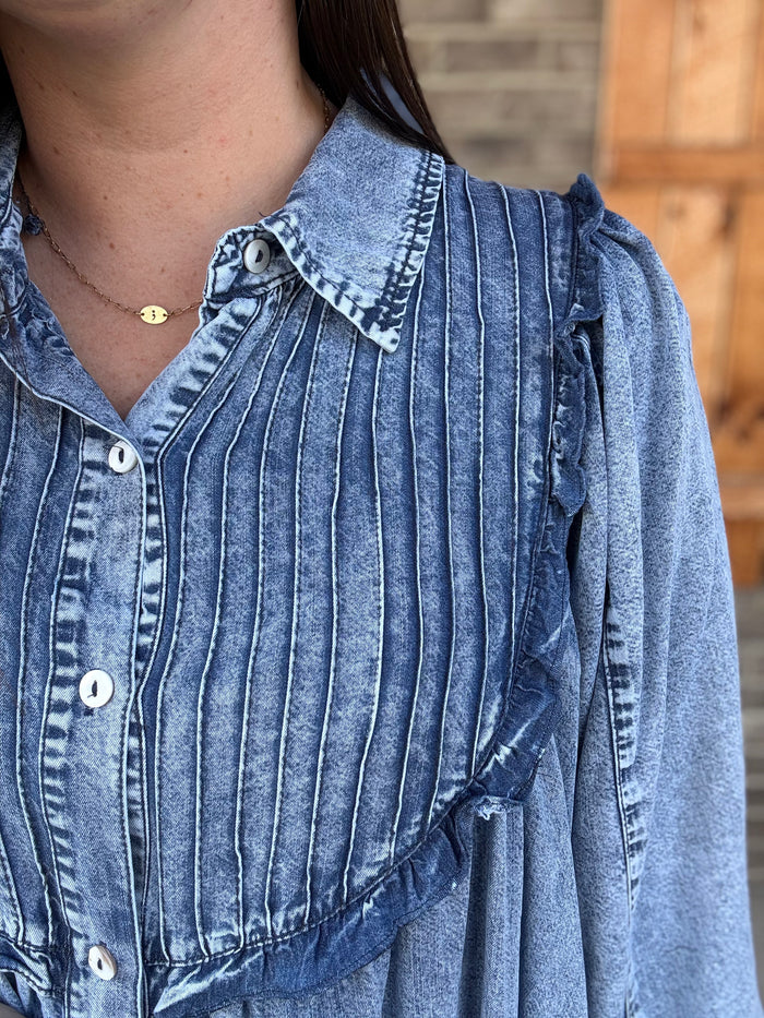 Denim Pintuck Babydoll Tunic by BlueVelvet