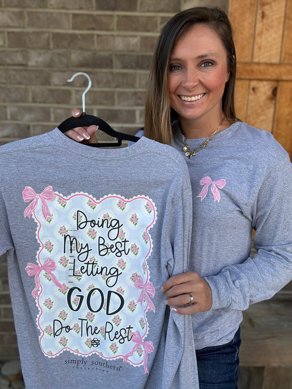 Doing My Best, Letting God Do The Rest Long Sleeve T-Shirt by Simply Southern