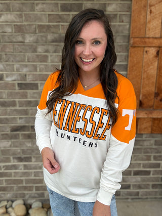 Tennessee "Southlawn Daphne* - Long Sleeve V-Neck Oversized
Jersey Top by Royce