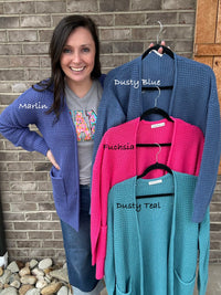 Low Gauge Waffle Open Cardigan Sweater by Zenana *MULTIPLE COLORS*