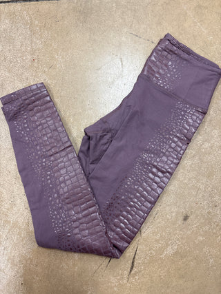 (22) Mauve Full Length Leggings w/ Leopard Detail *FINAL SALE* *DOORBUSTER* BIN #10