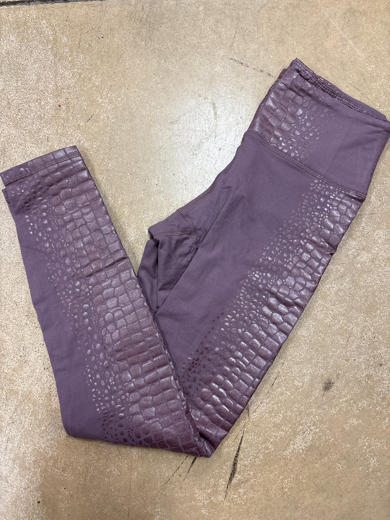 (22) Mauve Full Length Leggings w/ Leopard Detail *FINAL SALE* *DOORBUSTER*