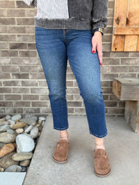 High-Rise Cropped Denim Jeans – Dark Wash by Zenana