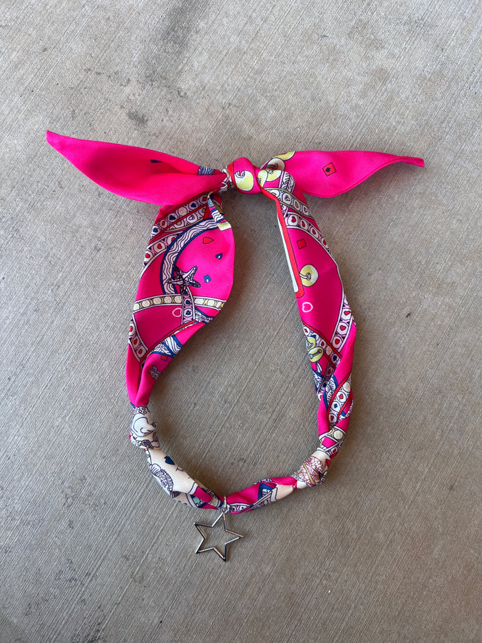 Starlit Pink Scarf Necklace