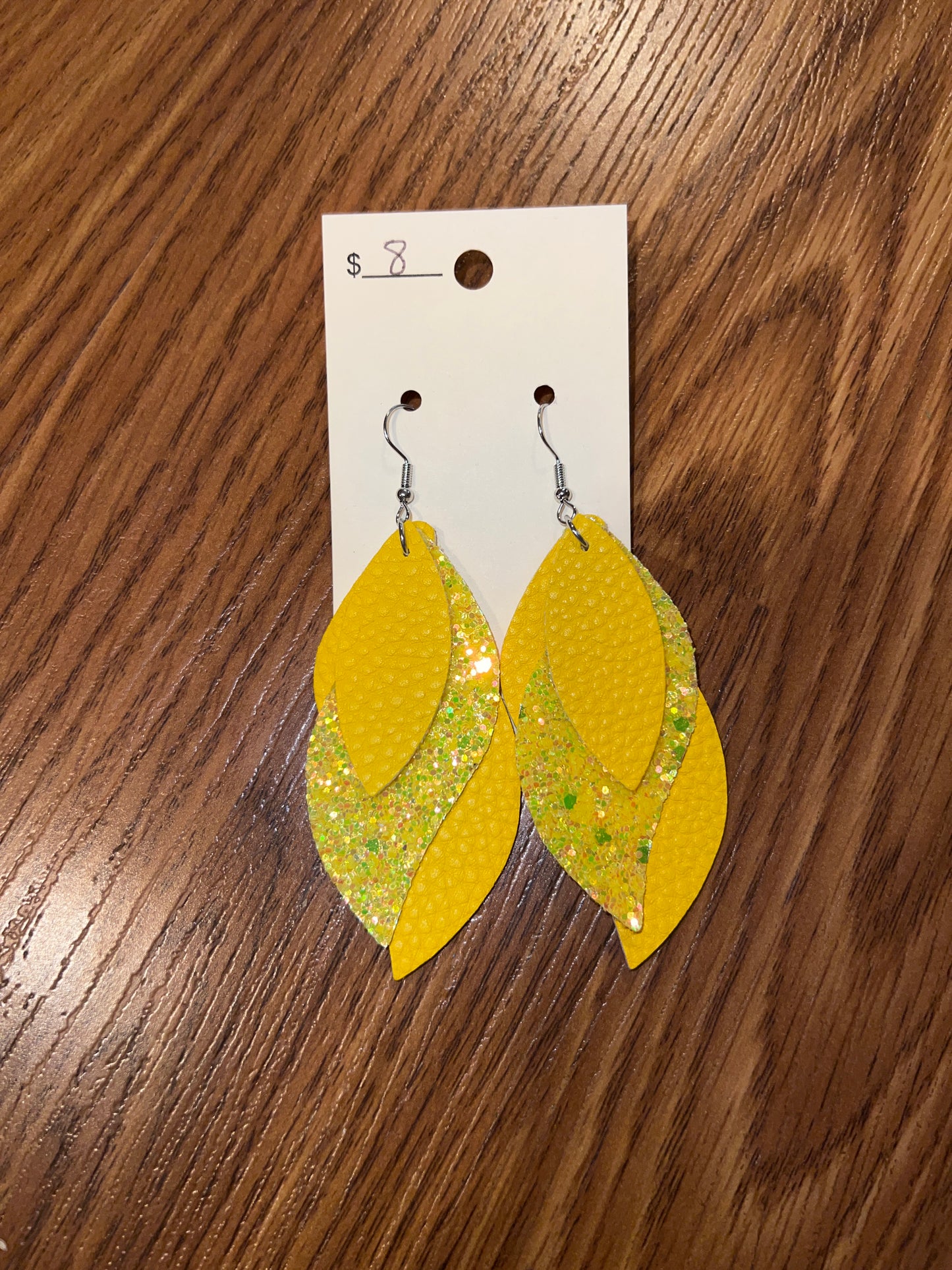 3102- Yellow w/ Glitter Layer Earrings