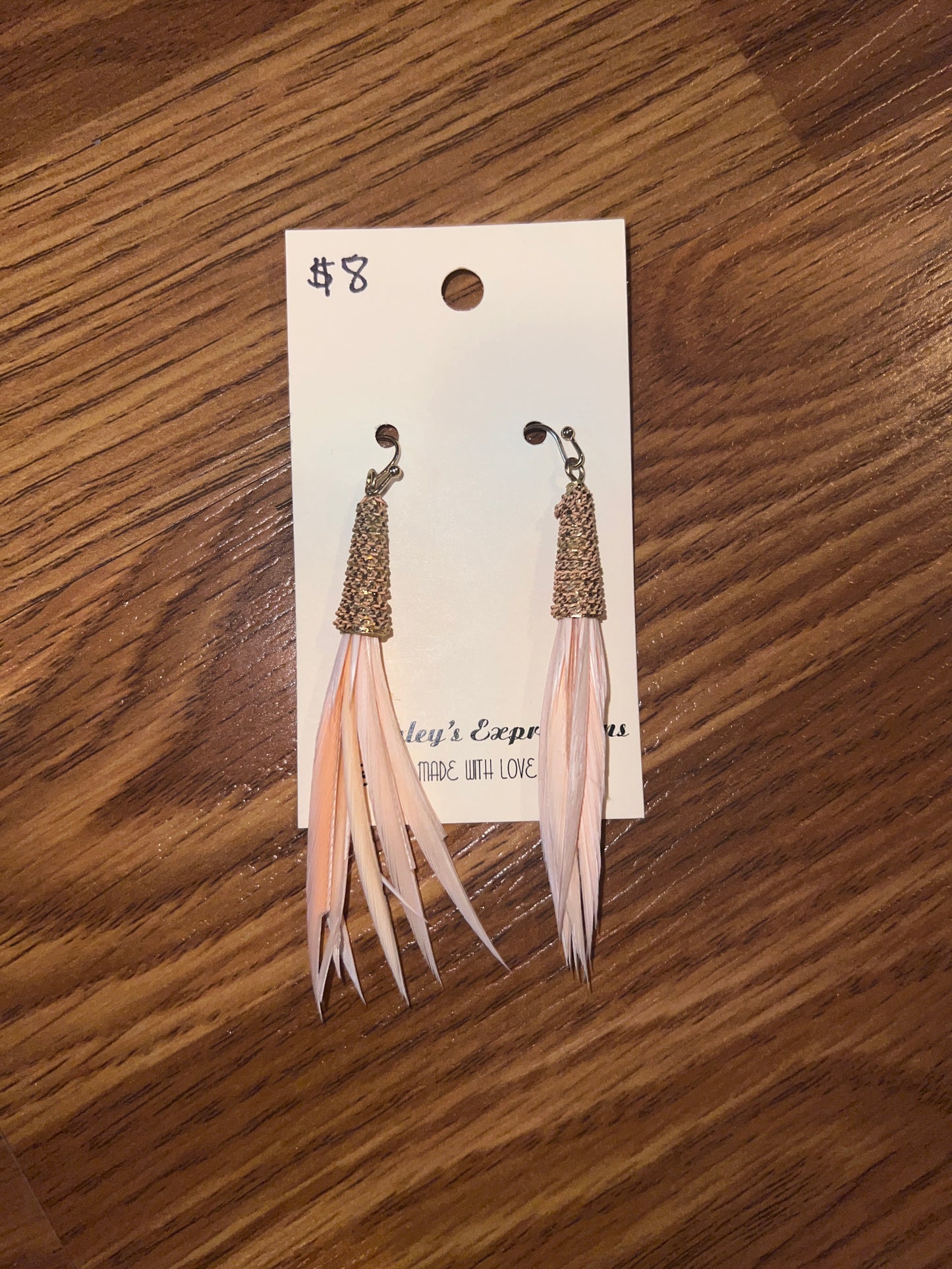 3197- Pink Feather Earrings