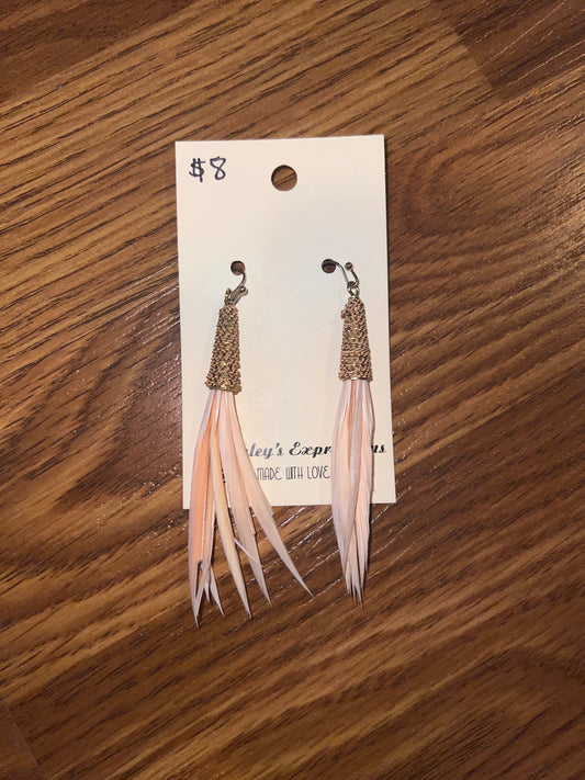 3197- Pink Feather Earrings