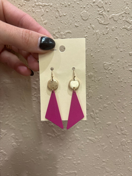 3365- Pink Asymmetrical Dangle Earrings