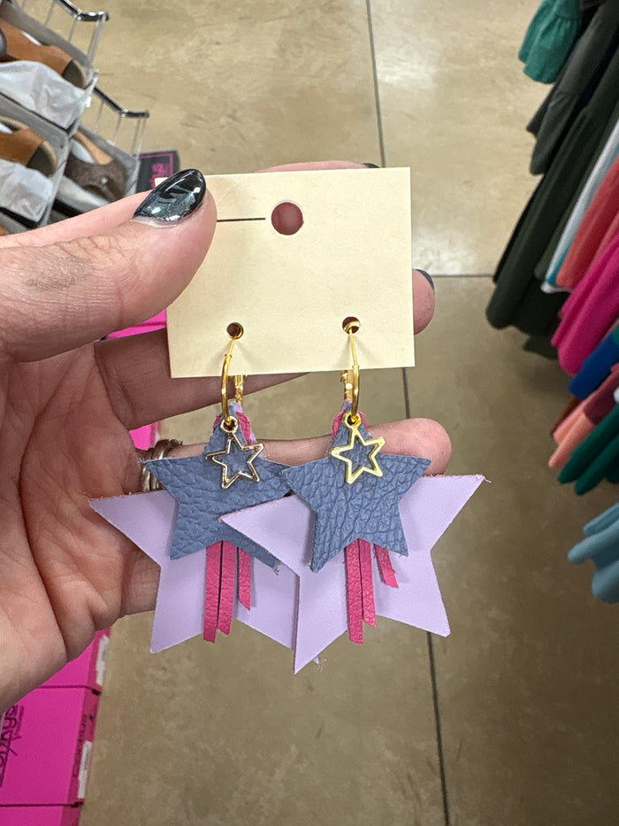 Purple & Pink Star Layer Earrings