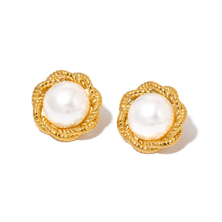 Pearl Button Earrings - WATERPROOF-Earrings-Pretty Simple