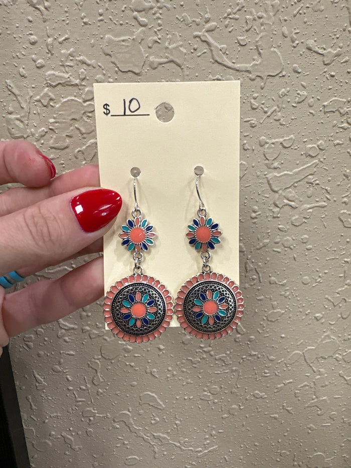 Coral & Blue Mix Earringa