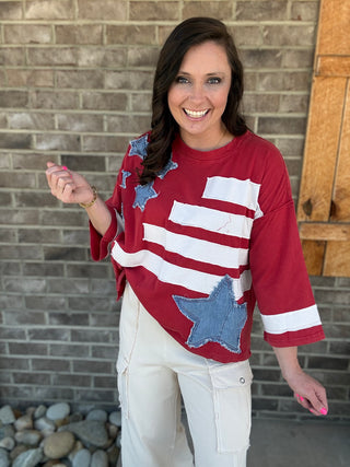 USA Flag Inspired Patch Top by BlueVelvet