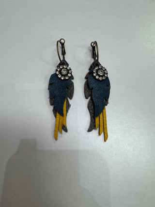 Blue, Yellow, and Charcoal Layer Earrings