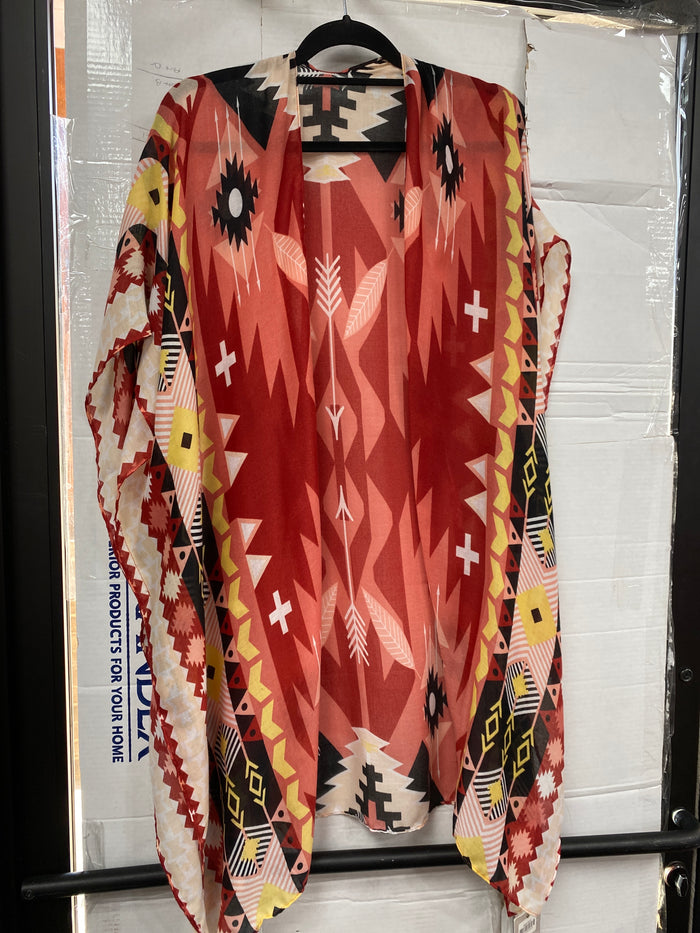 10047- Arrow Springs Coral Kimono [ONE SIZE]