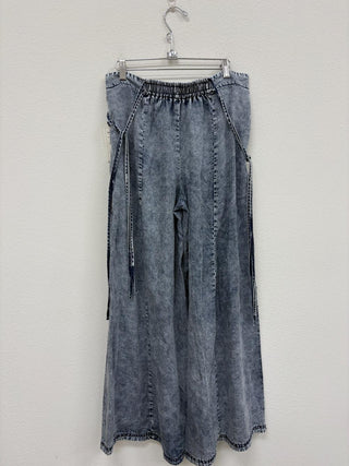 Mineral Washed Side Tie At Waist Tencel Wide Leg Pant | OLI & HALI ATLANTA