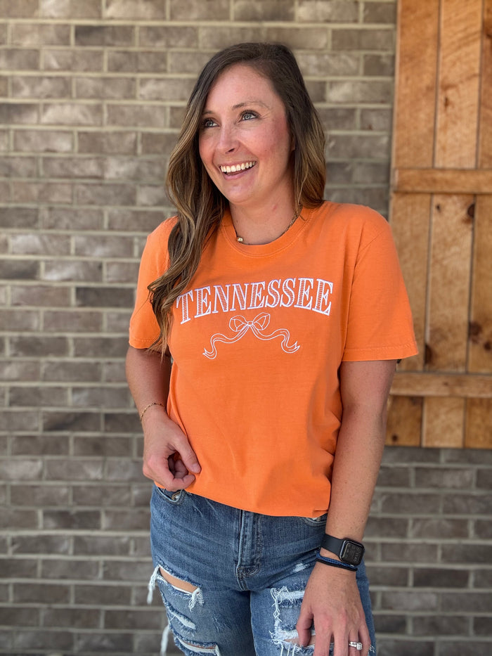 Embroidered Tennessee Bow Comfort Colors Graphic Tee *TN COLLECTION*