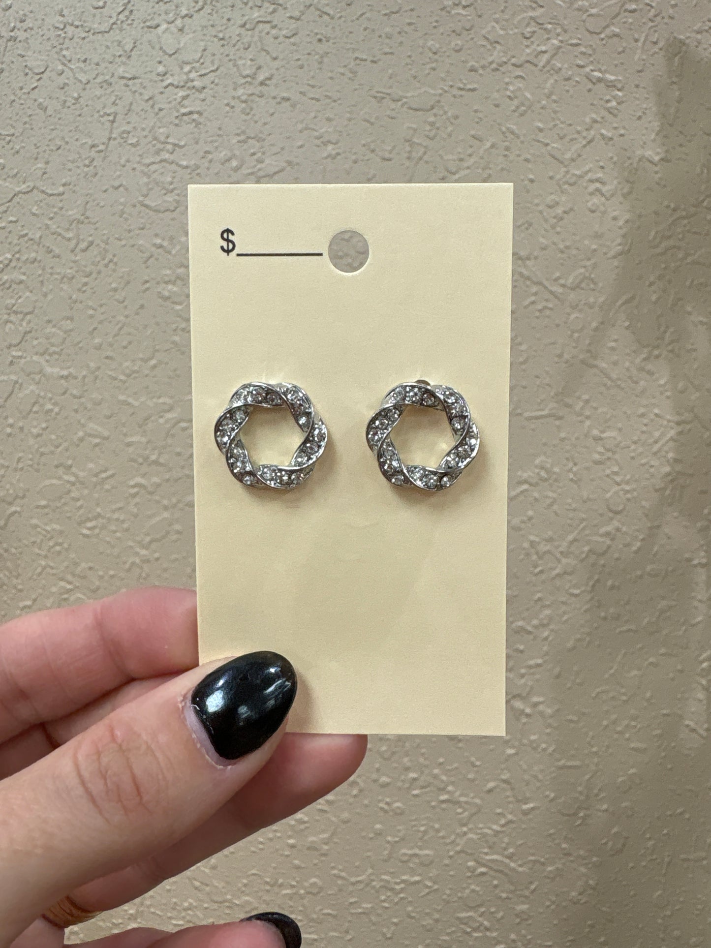 3353- Silver Bling Twist Stud Earrings