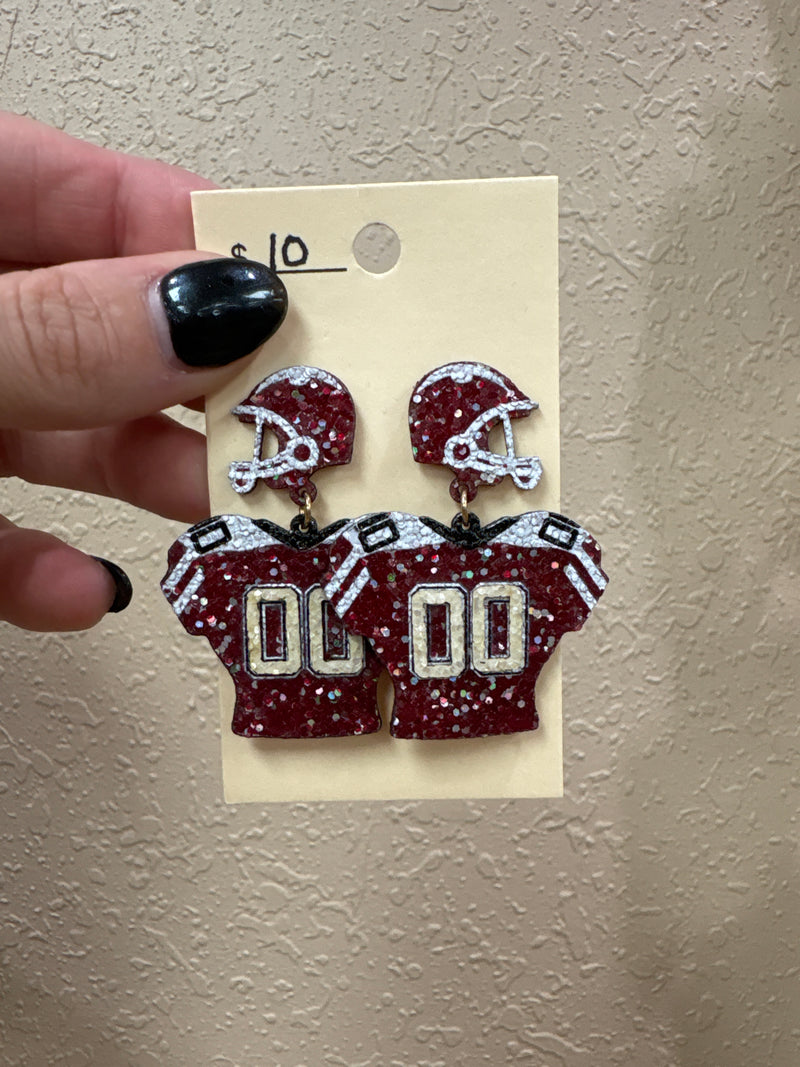 3473- Maroon Sparkle Football Jersey
