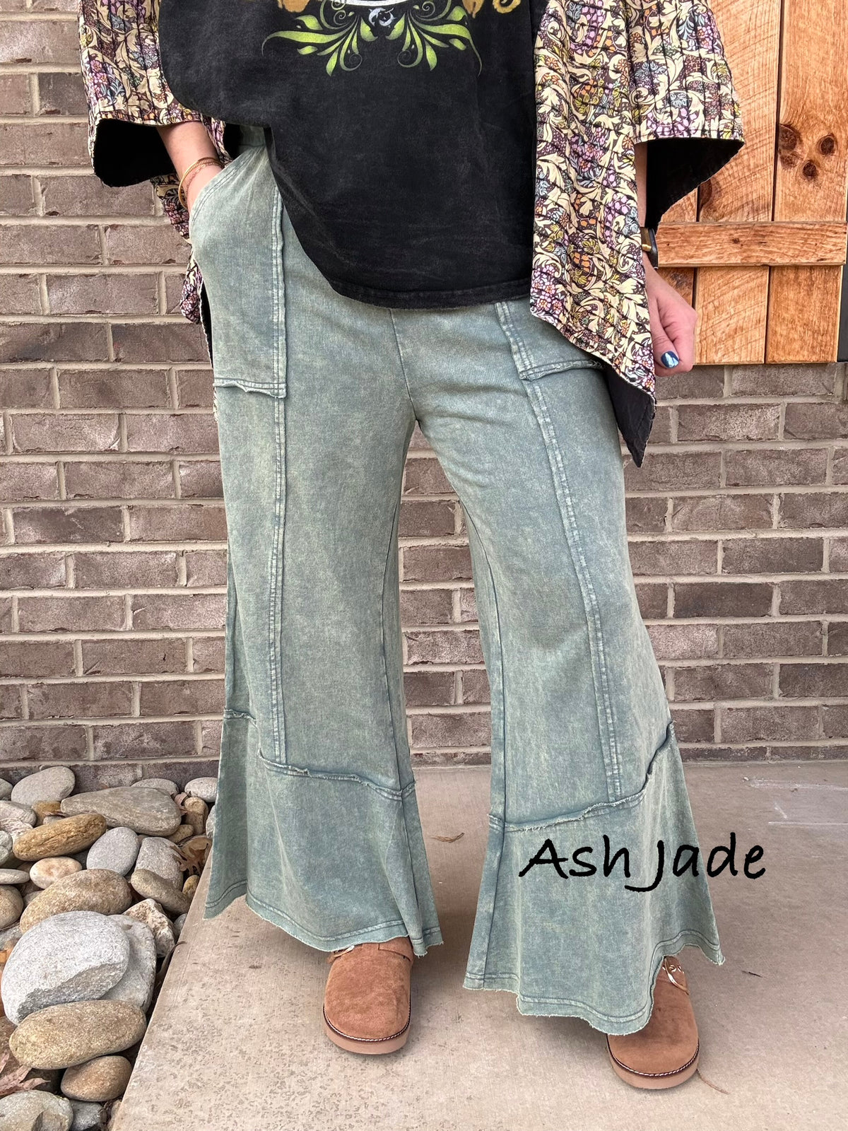 Exposed-Seam Flare Hem Pants with Pockets by Zenana *MULTIPLE COLORS*