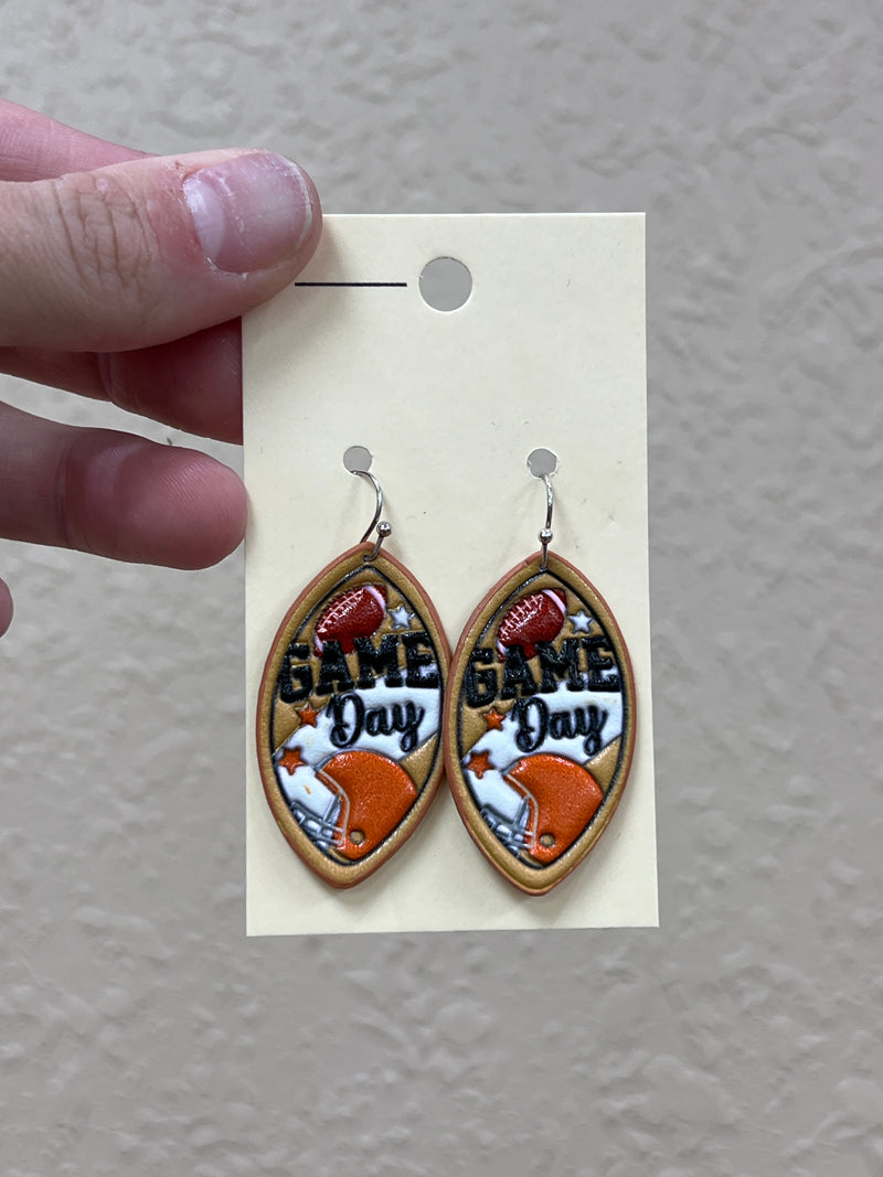 3306- Game Day Embossed Faux Leather Earrings *TN COLLECTION*