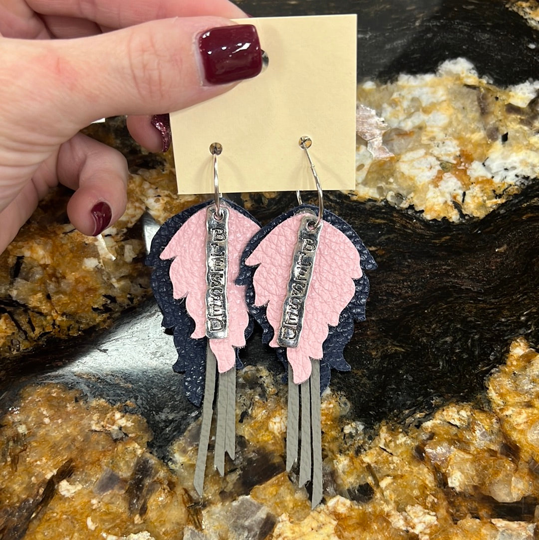 10255- Navy & Pink Blessed Layer Earrings