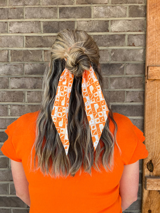 2896- Orange Game Day Hairbow w/ Ribbon *TN COLLECTION*