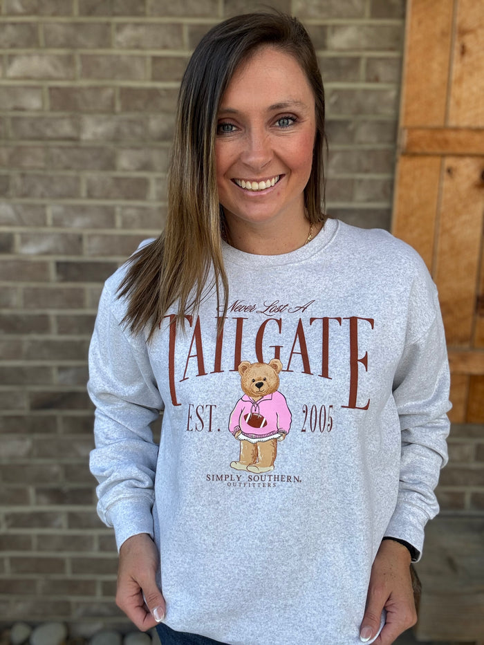 Never Lost a Tailgate Crewneck Pullover by Simply Southern