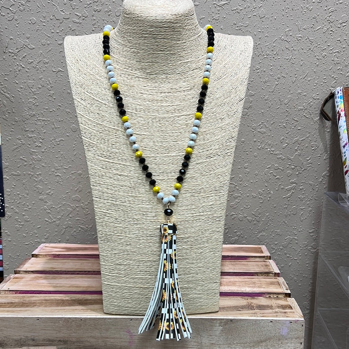 586- Sunflower Tassel Necklace