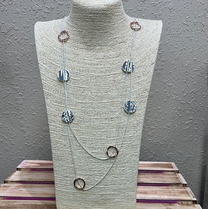 522- Silver & Rose Gold Pendant Necklace