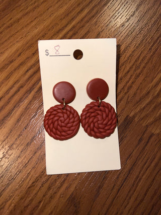 3117- Maroon Clay Rope Earrings