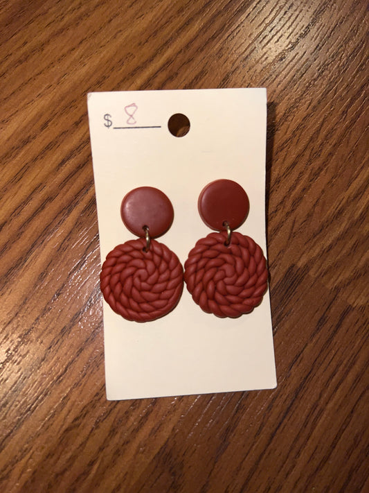 3117- Maroon Clay Rope Earrings