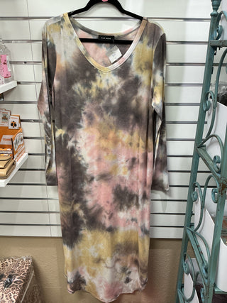 (16) Peach and Mocha Scoop Hem Dress *FINAL SALE* DOORBUSTER BIN #25