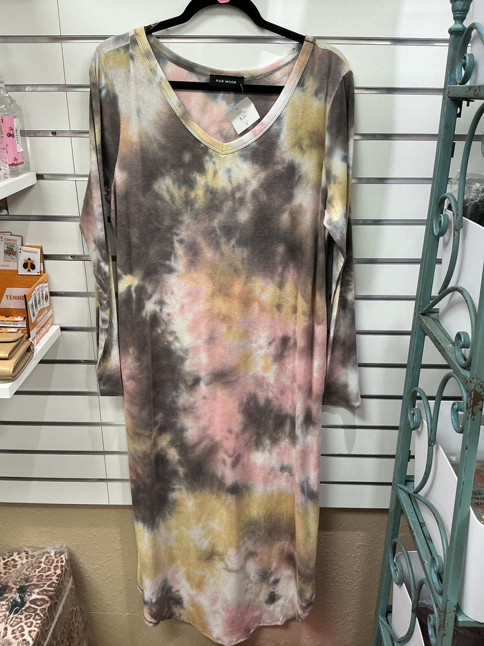 (16) Peach and Mocha Scoop Hem Dress *FINAL SALE* DOORBUSTER BIN #25