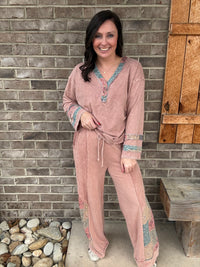 Sugar Rose Mineral Washed Bandana Patchwork Pants by J. Her