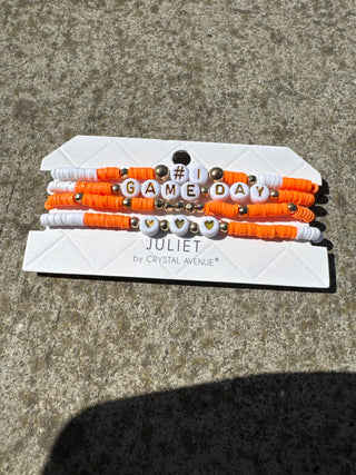 #1 Gameday Orange/White four Layer Bracelet