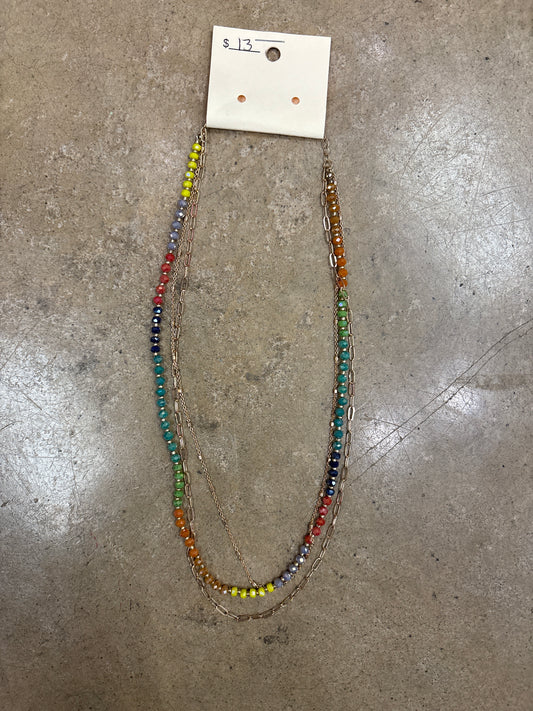 Multi Color Beaded Layer Necklace