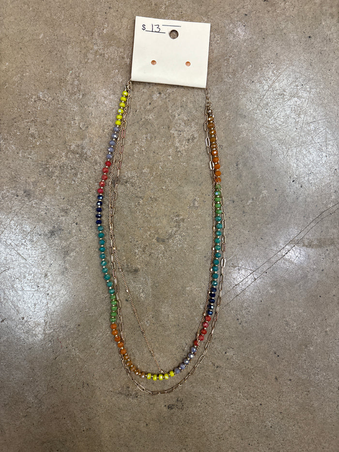 Multi Color Beaded Layer Necklace