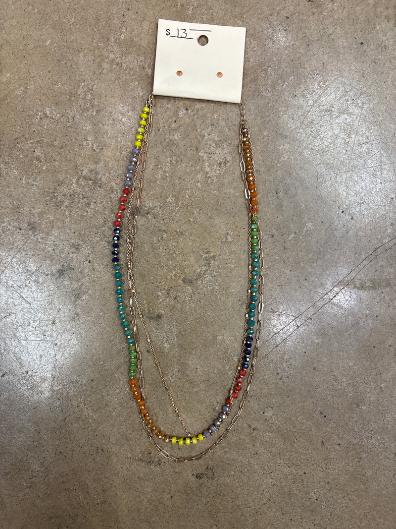 Multi Color Beaded Layer Necklace