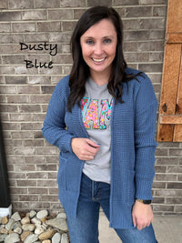 Low Gauge Waffle Open Cardigan Sweater by Zenana *MULTIPLE COLORS*