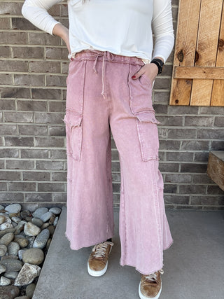 Faded Plum Cargo Pull On Pants