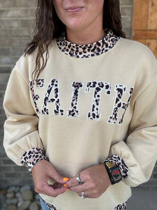 Faith Patch Embroidery Mock Neck Sweatshirt *BRUMLEYS LABEL*