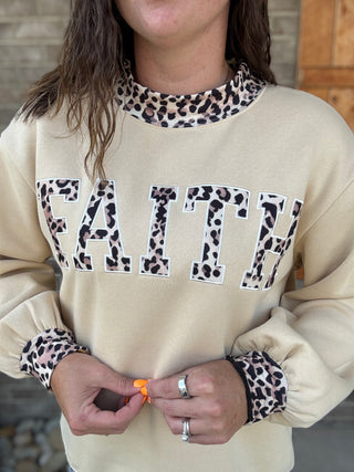 Faith Patch Embroidery Mock Neck Sweatshirt *BRUMLEYS LABEL*