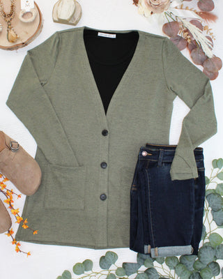 IN STOCK Cori Cardigan - Heathered Olive