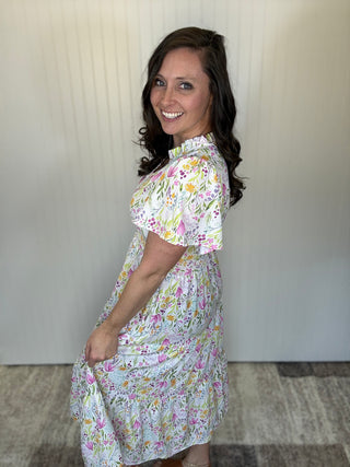Floral Meadow Smocked Waist Maxi Dress by Haptics