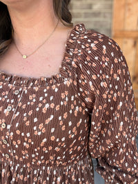 Floral Printed Crinkled Velvet Tiered Dress by Easel