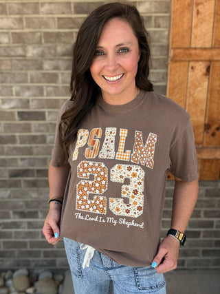 Floral Psalm: 23 Graphic Tee:  Espresso