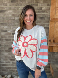 Flower Patch Terry Knit Mineral Washed Pullover by Easel