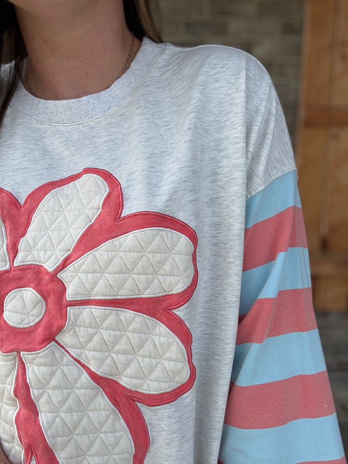 Flower Patch Terry Knit Mineral Washed Pullover by Easel