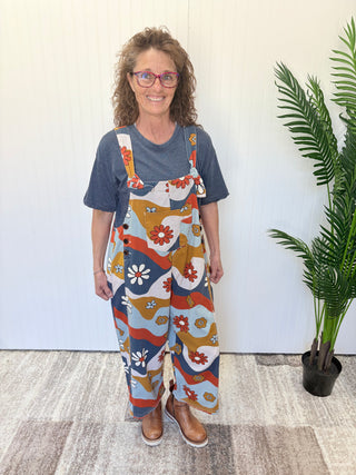Flower Power Washed Twill Overalls by Easel