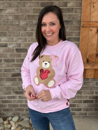 Teddy Bear Bow Valentines Sweatshirt